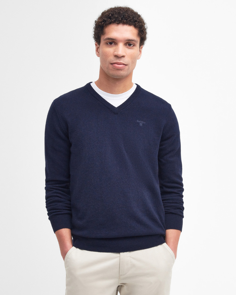 Barbour Essential Lambswool V Neck Sweater Πουλοβερ Σκούρο Μπλε