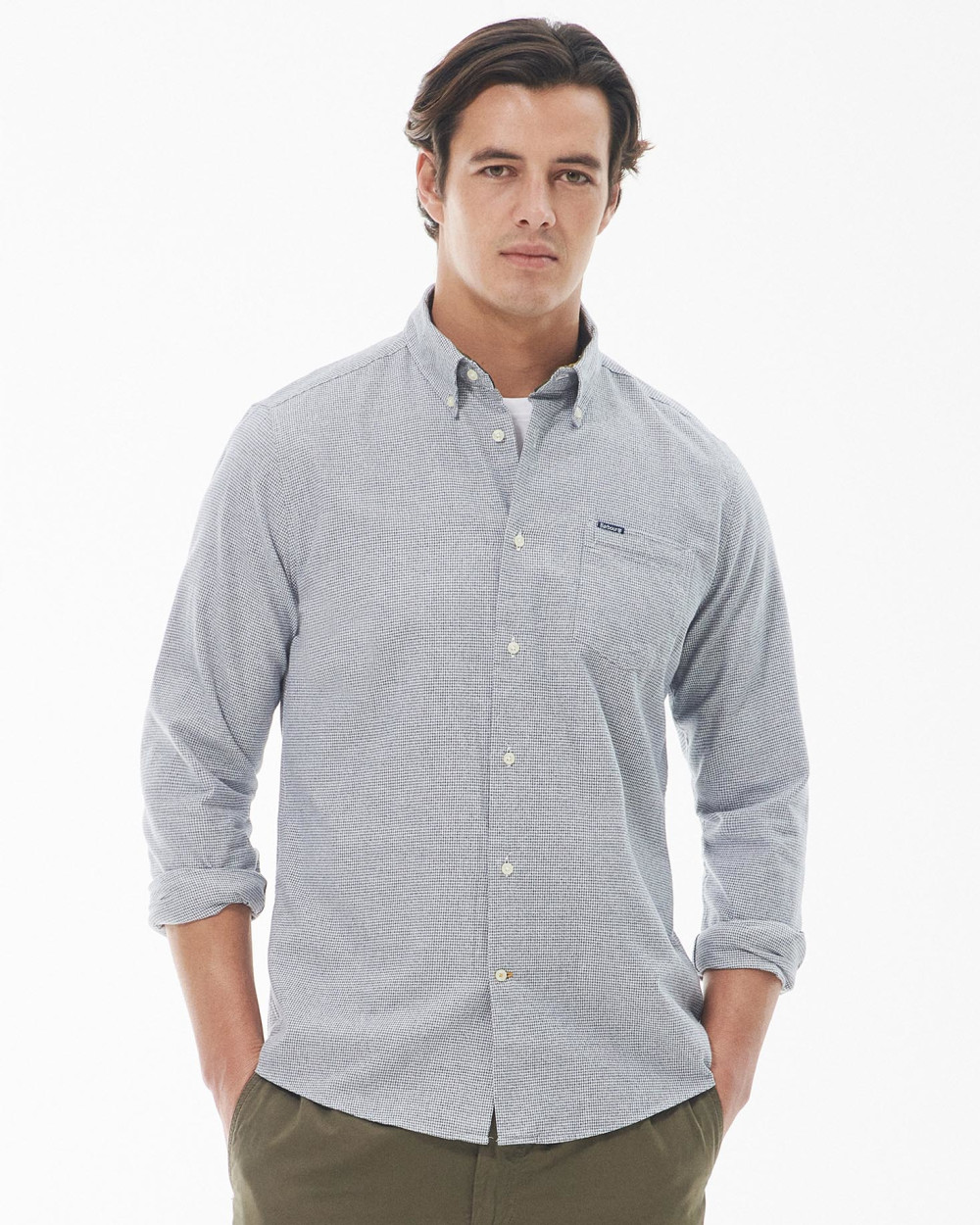 Barbour Turner Tailored Houndstooth Shirt Πουκαμισο Σκούρο Μπλε