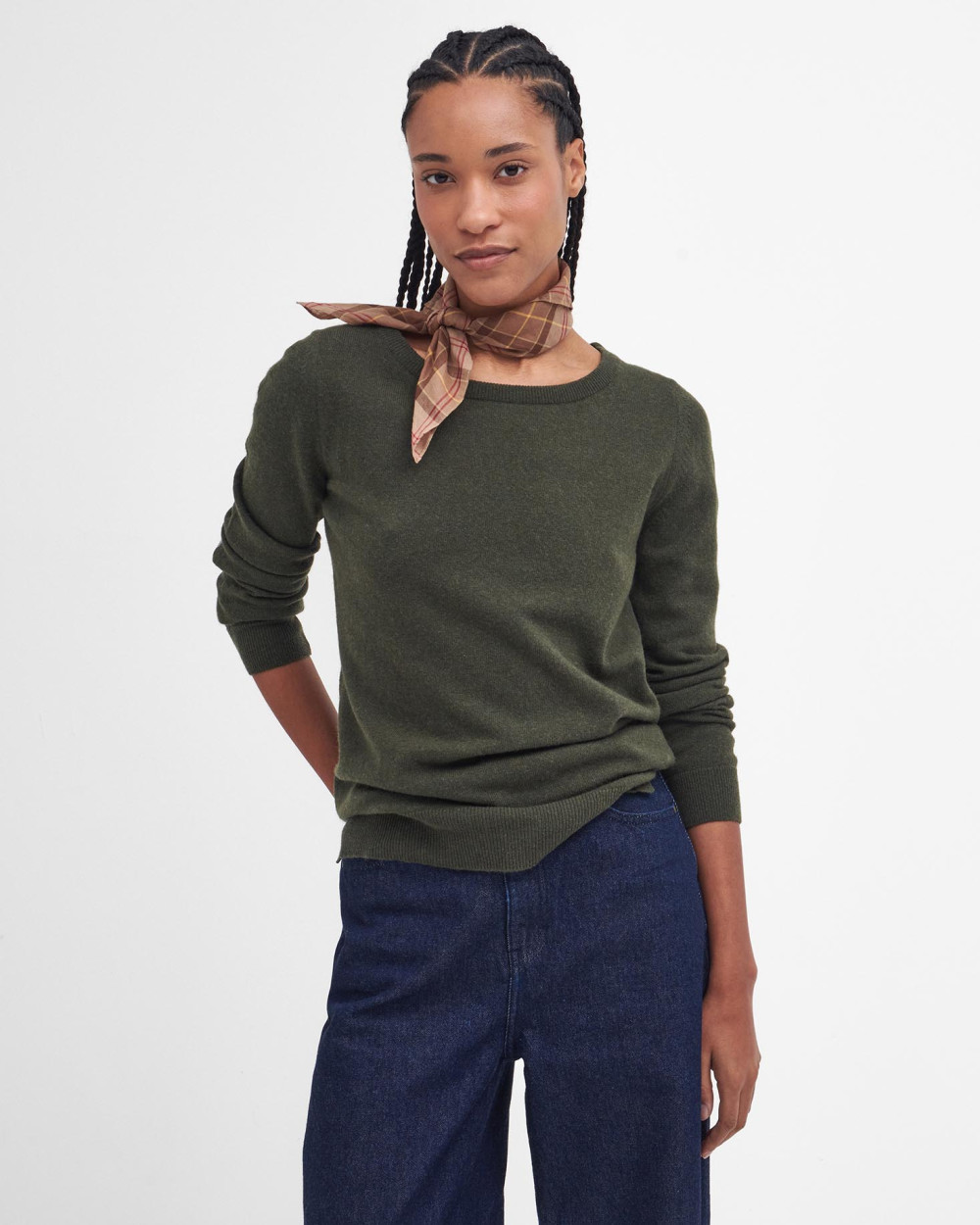 Barbour Pendle Crew Knitted Jumper Πουλοβερ Λαδί
