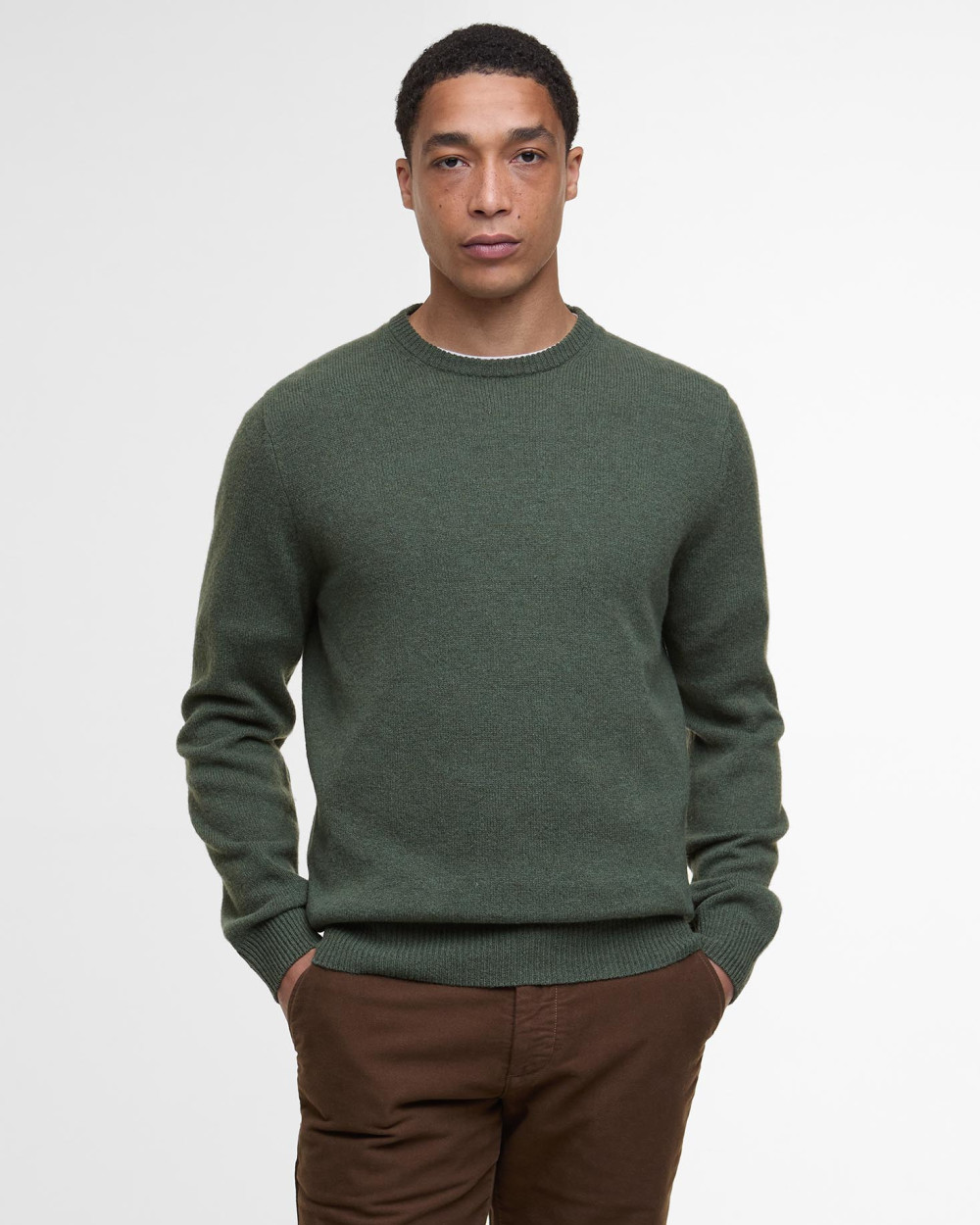 Barbour Essential Patch Crew Neck Sweater Πουλοβερ Λαδί