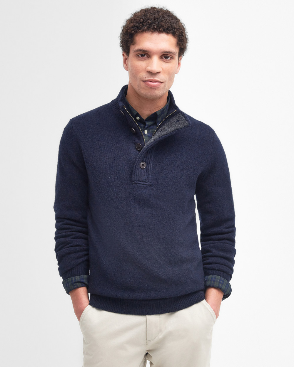 Barbour Essential Patch Half Zip Knitted Jumper Πουλοβερ Σκούρο Μπλε