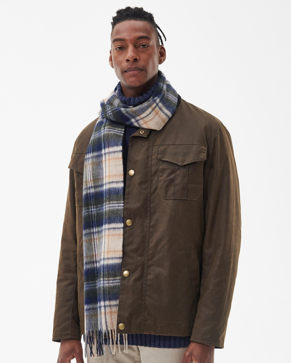 Barbour New Check Tartan Scarf Κασκόλ Μπεζ