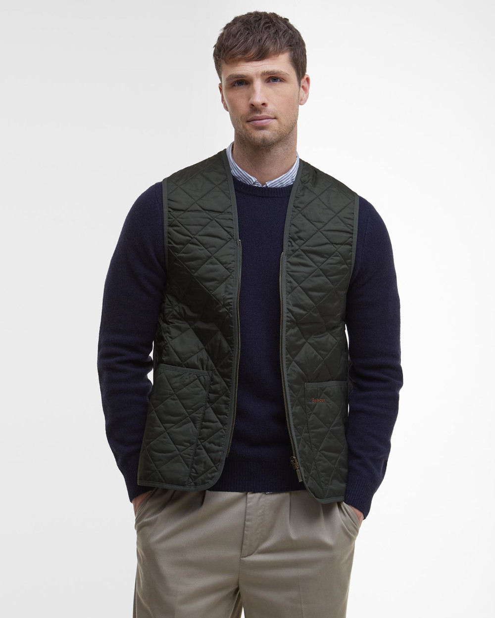 Barbour Quilted Waistcoat/zip-in Liner Μπουφαν Πράσινο