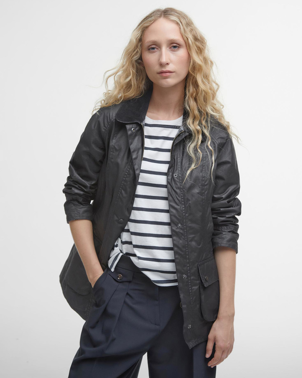 Barbour Beadnell Wax Jacket Μπουφαν Μαύρο