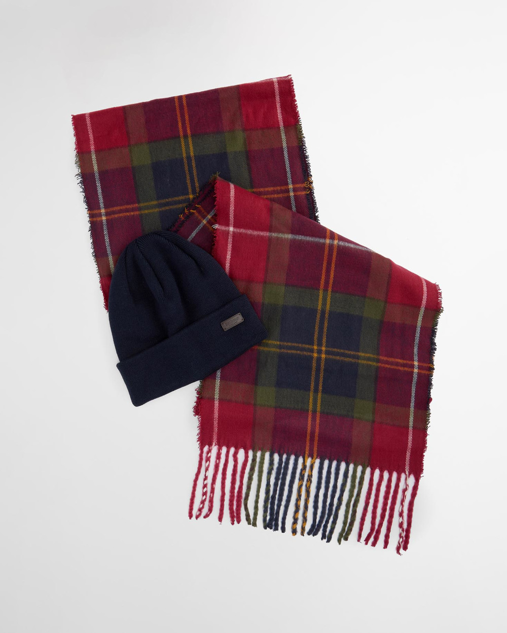 Barbour Swinton Beanie & Galingale Scarf Gift Set Κασκολ Τάρταν
