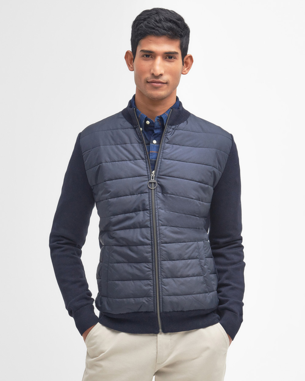 Barbour Essential Carn Baffle Zip Through Knitted Jumper Ζακετα Σκούρο Μπλε