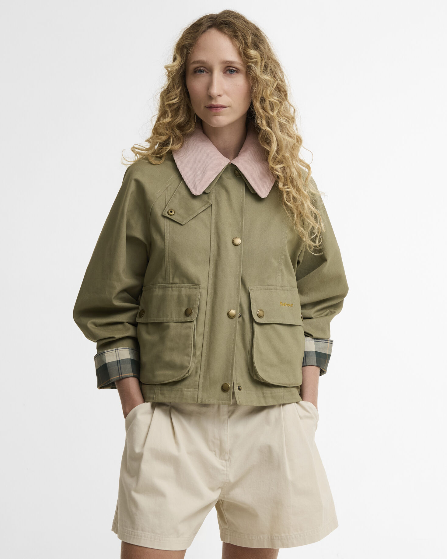 Barbour Cropped Beadnell Casual Jacket Μπουφαν Λαδί