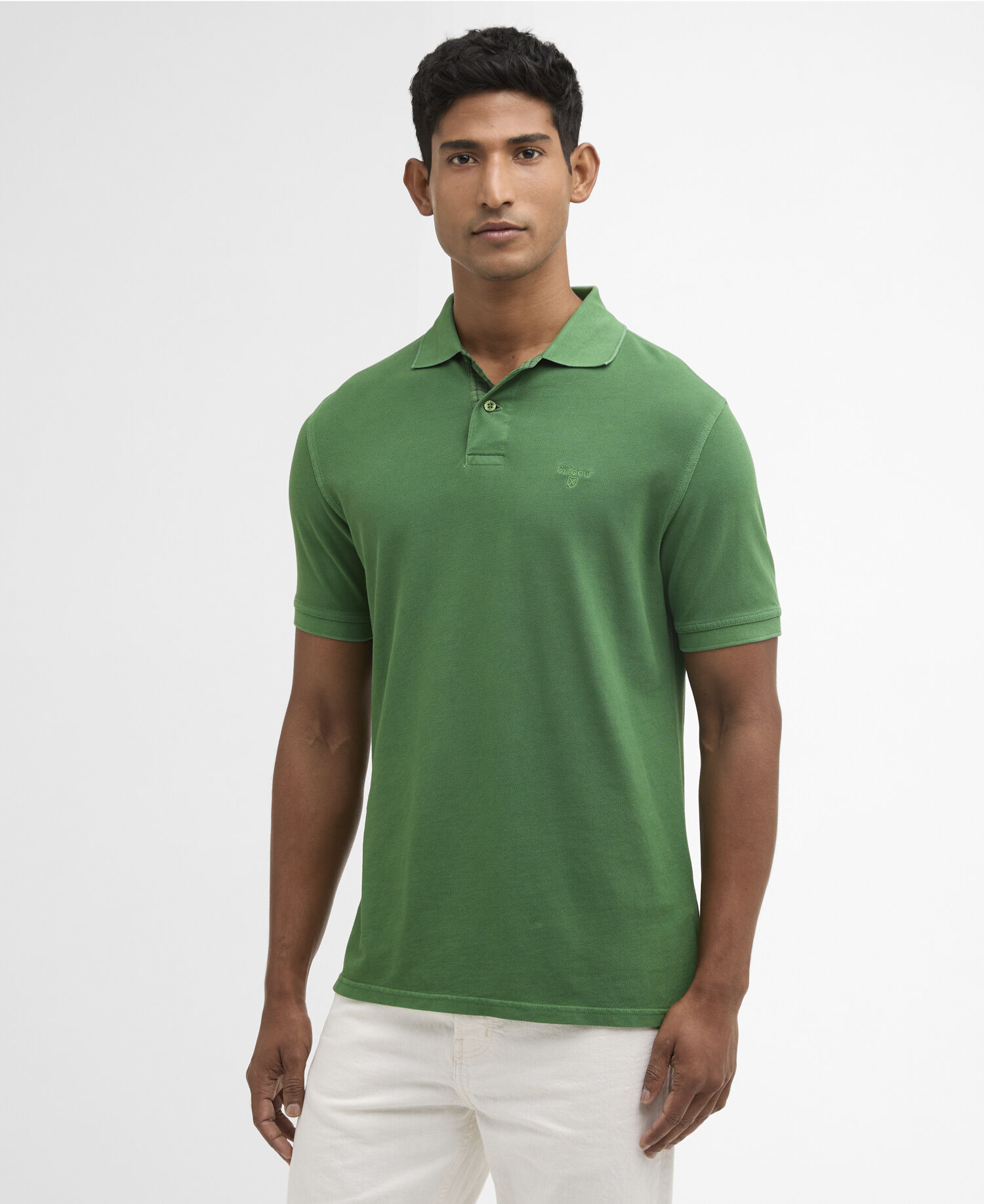 Barbour Washed Tartan Tailored Fit Pique Polo Μπλουζα Πράσινη