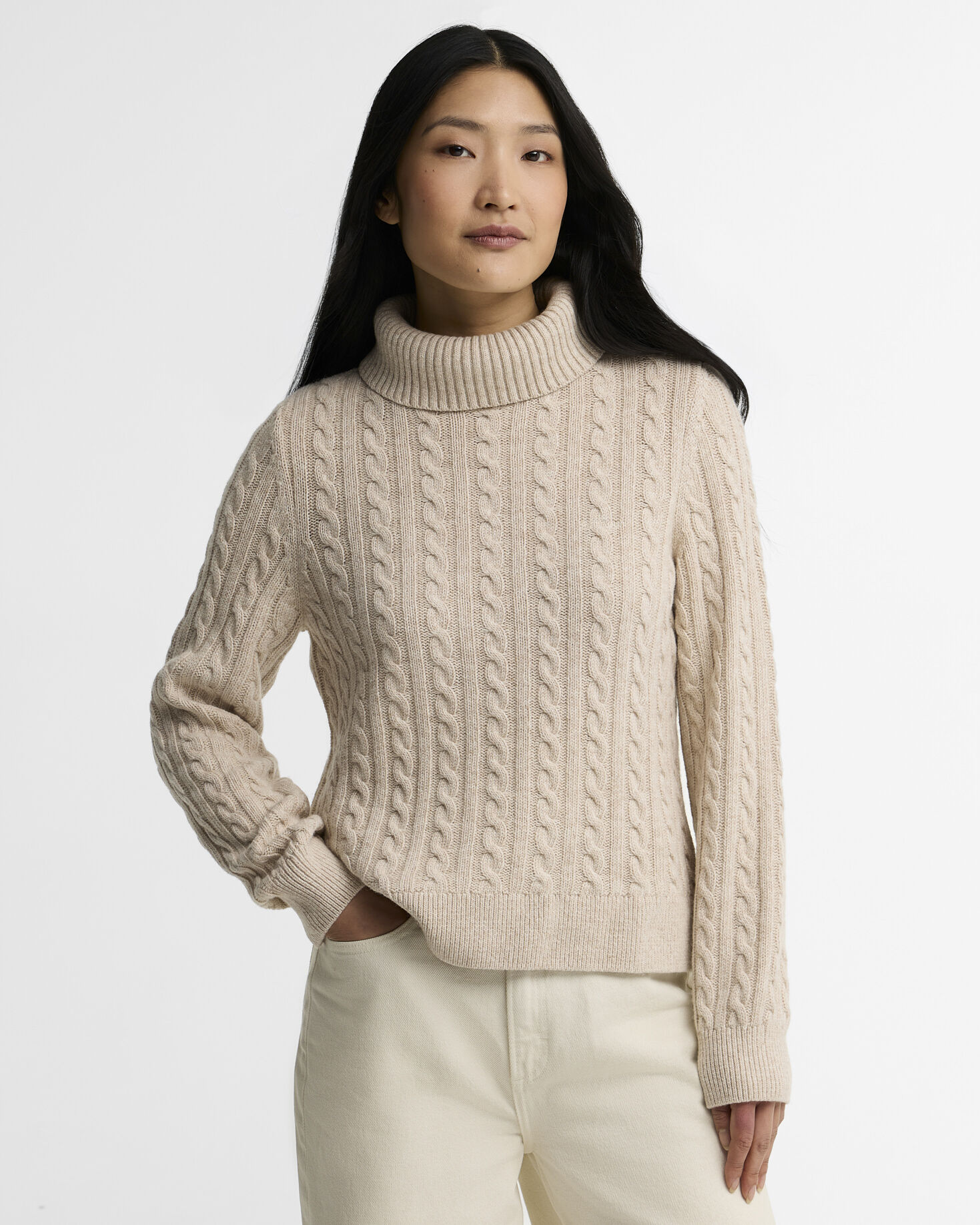 Barbour Ambleside Cable Knitted Jumper Πουλοβερ Μπεζ