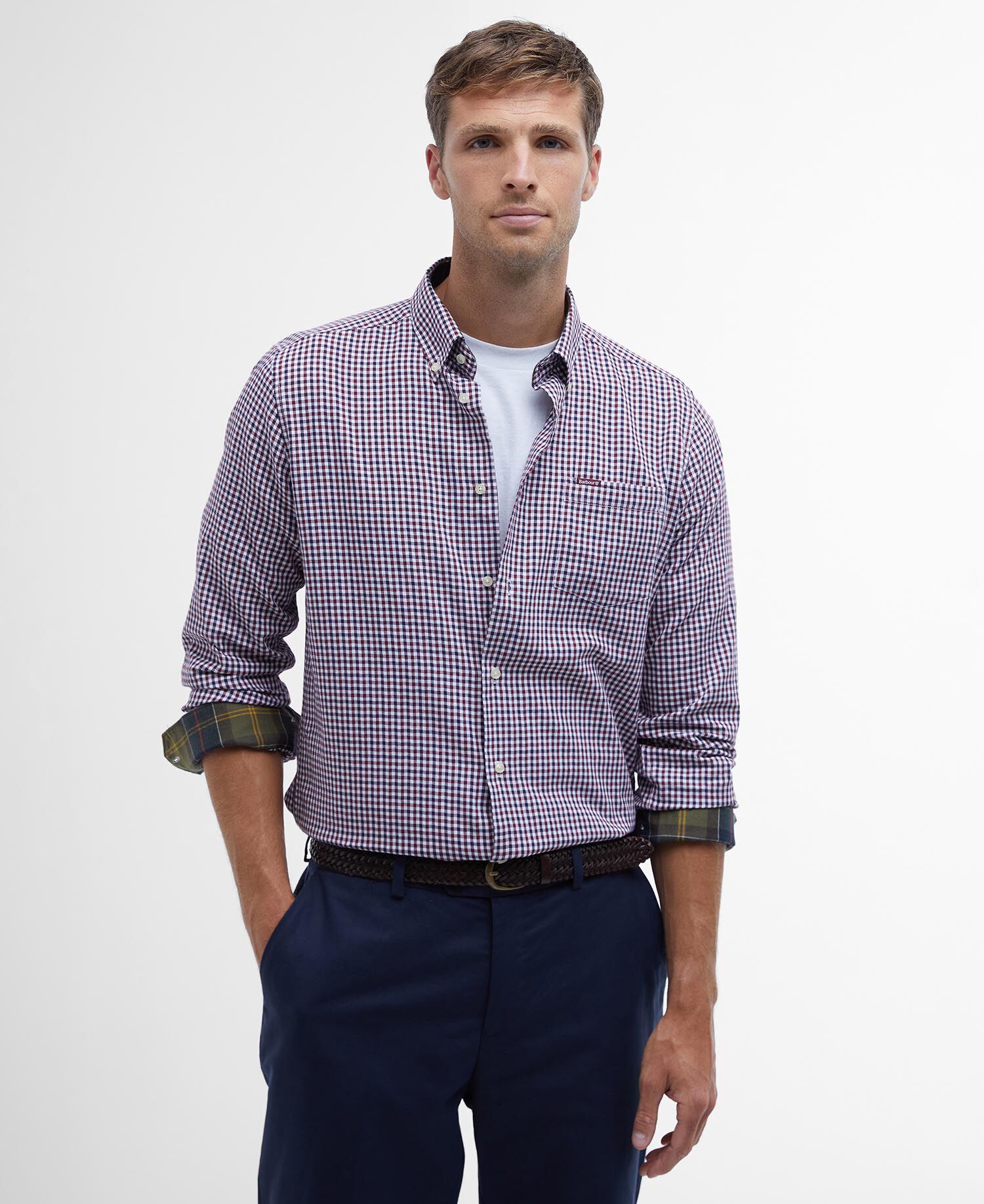 Barbour Padshaw Tailored Gingham Shirt Πουκαμισο Μ/μ Κόκκινο
