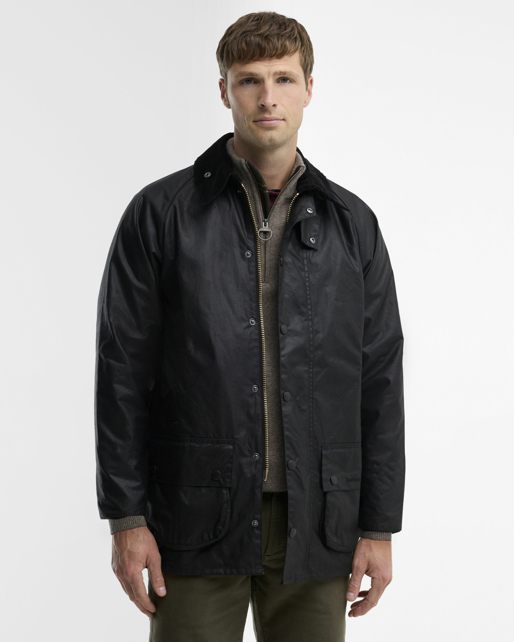 Barbour Beaufort Wax Jacket Μπουφαν Μαύρο