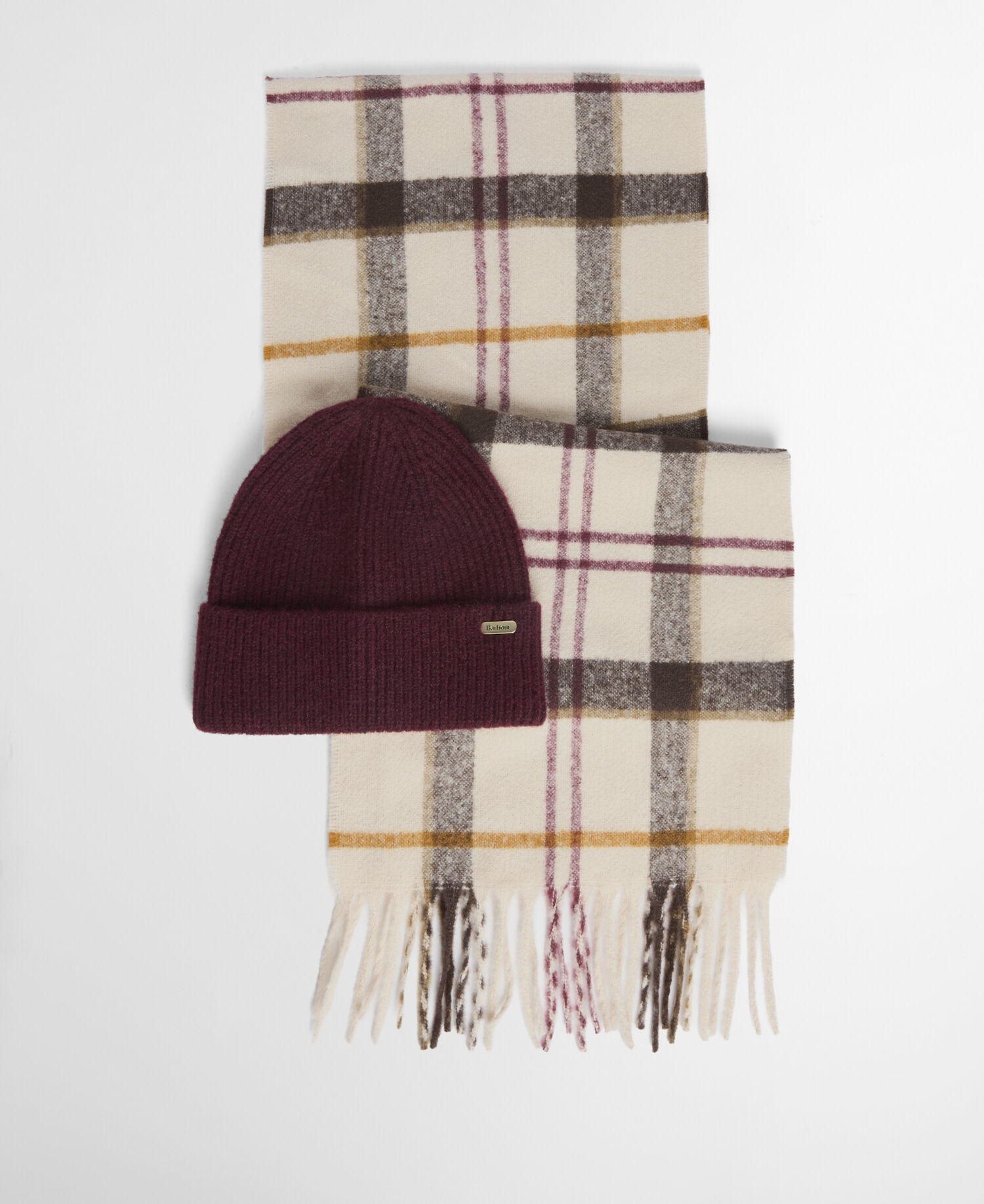Barbour Olivia Beanie & Scarf Gift Set Κασκόλ Τάρταν