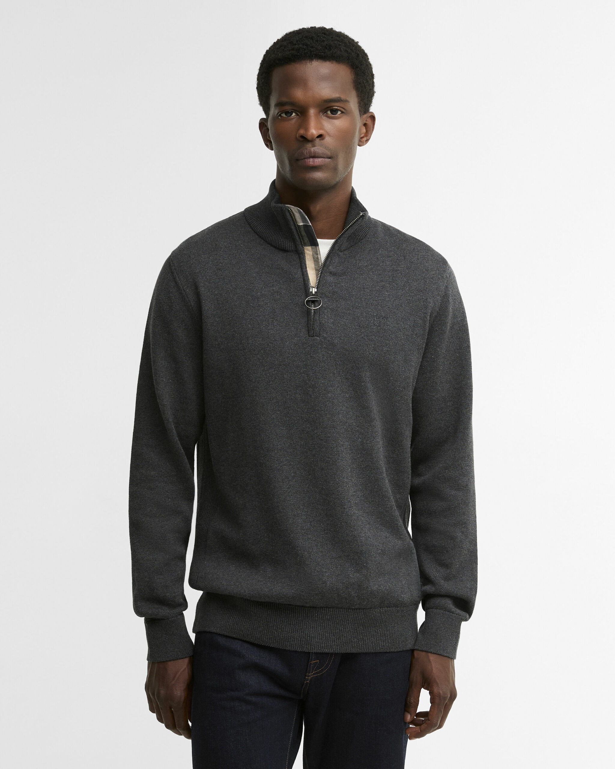 Barbour Cotton Half Zip Knitted Jumper Πουλοβερ Ch