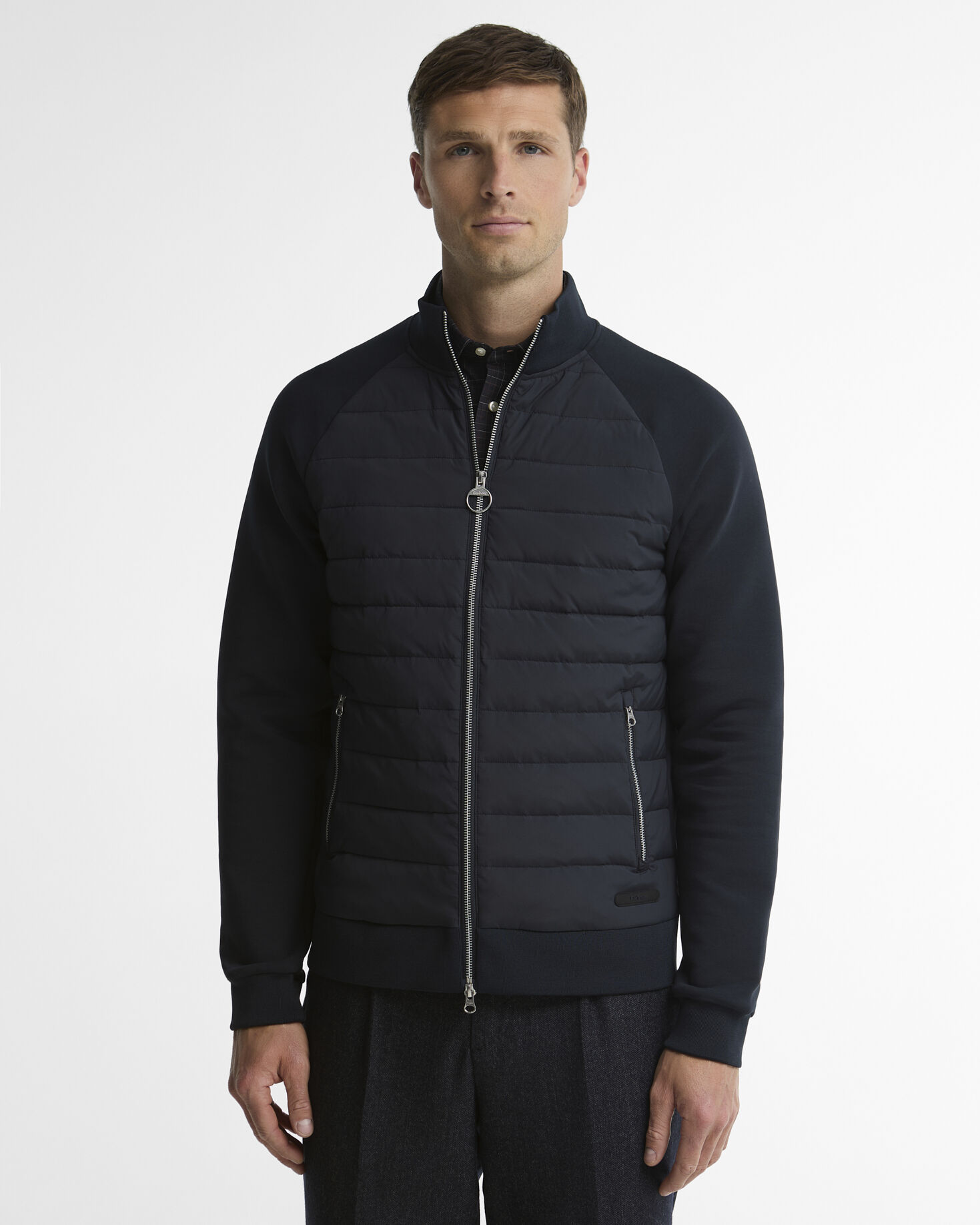 Barbour Thornton Quilted Zip Through Sweat Φουτερ Σκούρο Μπλε